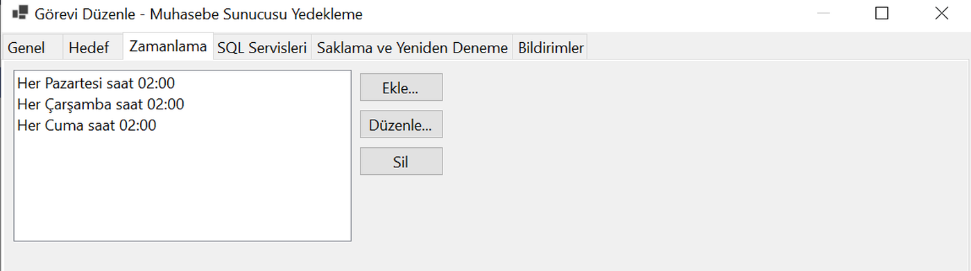 Görev düzenleme penceresi, Zamanlama sekmesi